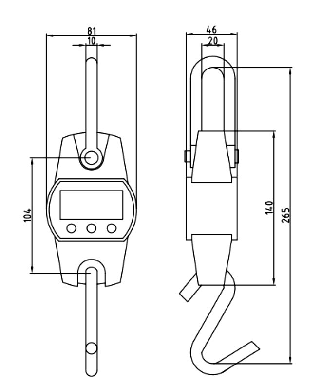 ocs-l crane scale dimensions